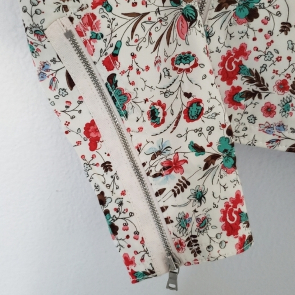 GAP Moto Jacket - Red Floral - Fully Lined - XL - NWOT - Picture 13 of 16